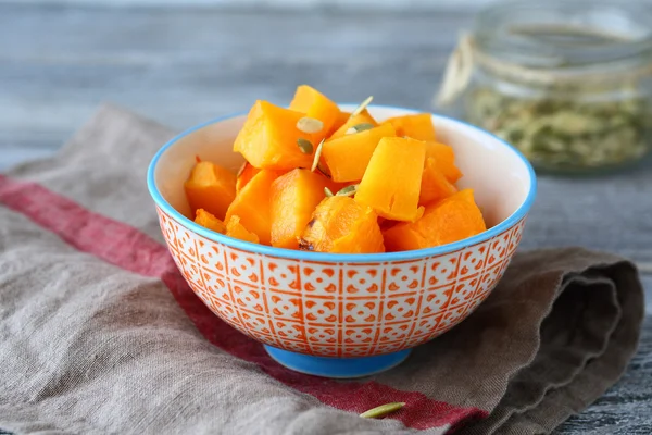 Baked pumpkin slices in a bowl — Stock Photo, Image