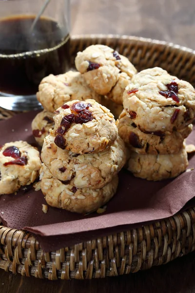 Cookies med en tranbär och kaffe — Stockfoto