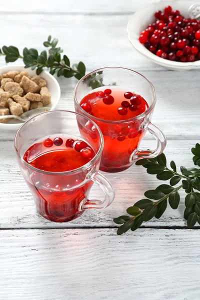 Two cups of tea on the boards — Stock Photo, Image