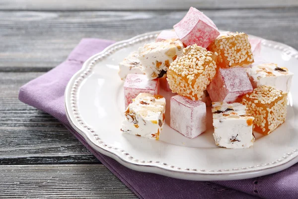 Turkish delight on a plate — Stock Photo, Image