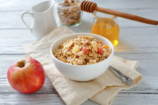 Muesli with nuts in a bowl — Stock Photo, Image