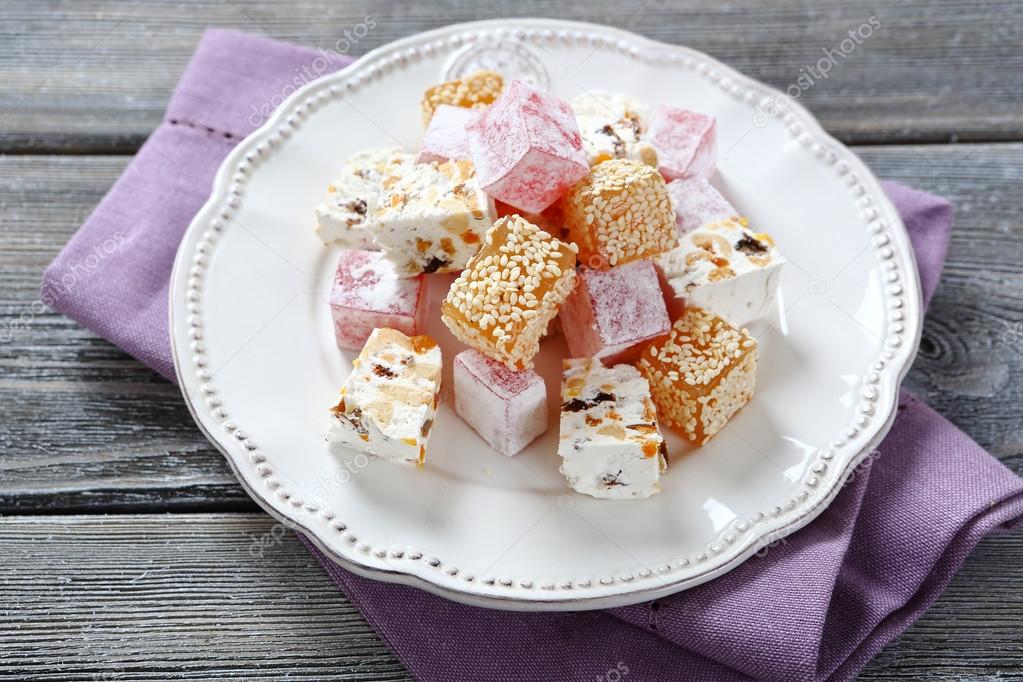 Sweet Turkish delight on a plate