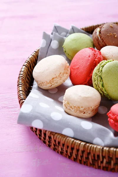 French macaroons on vintage  tray — Stock Photo, Image