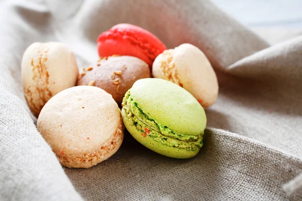 Set macaroon on a gray napkin — Stock Photo, Image