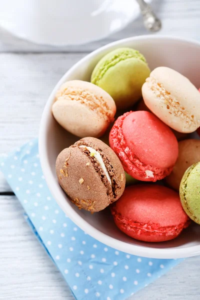 Macaroon in a white bowl — Stock Photo, Image