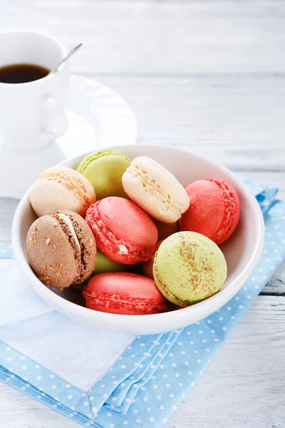 Macaroon different colors in a bowl — Stock Photo, Image