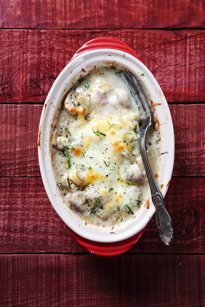 Mushrooms baked in cheese sauce — Stock Image Mushrooms baked in cheese sauce Stock Image