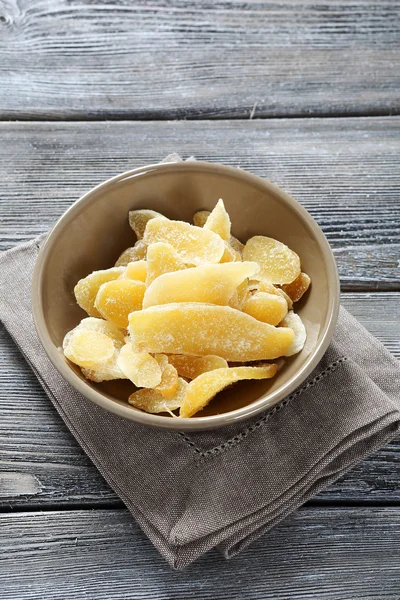 Ginger with sugar in a bowl — Stock Photo, Image