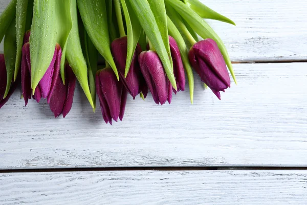 Tulpen auf den Brettern — Stockfoto