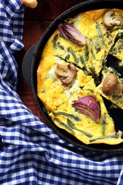 Bir tavada lezzetli kızarmış yumurta