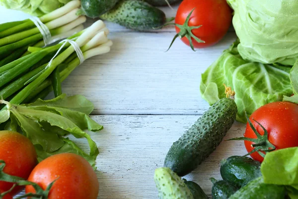 Fresh vegetables on white boards — Stock Photo, Image