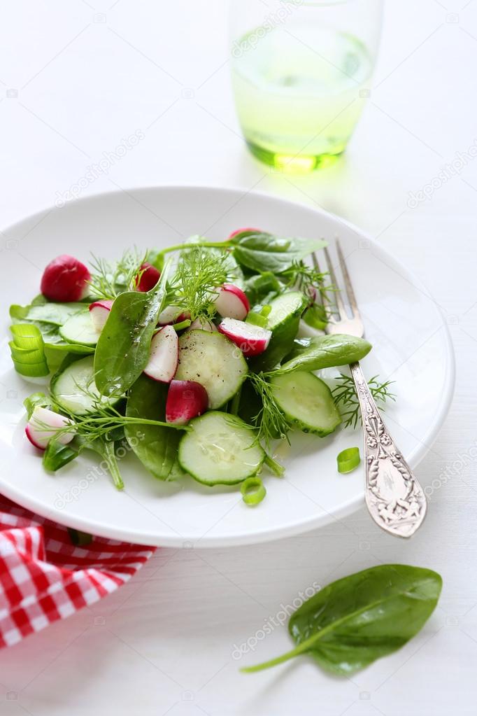 fresh salad with radish and cucumbers