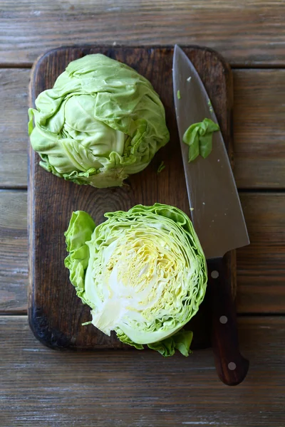 Two half of the young cabbage — стоковое фото