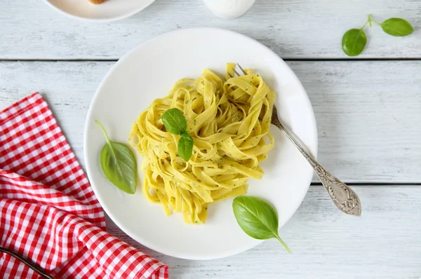 Homemade pasta with sauce — Stock Photo, Image