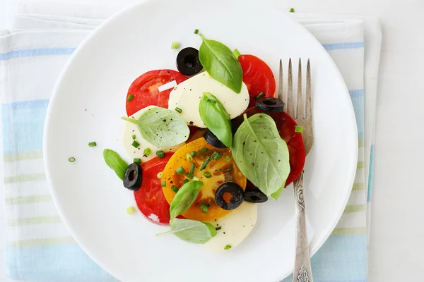 Salada com queijo e tomate — Fotografia de Stock