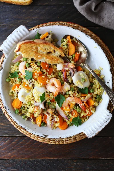 Paella mit Bulgur, Essen — Stockfoto