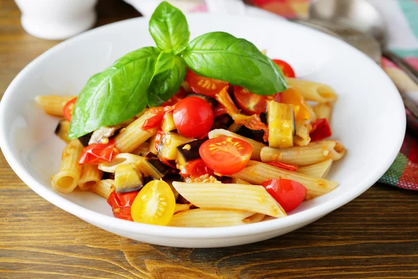 Pasta with slice eggplant — Stock Photo, Image