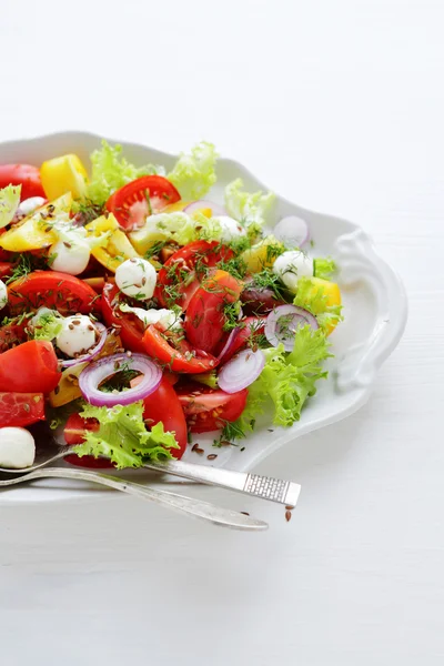 Salada de tomate fresco com queijo — Fotografia de Stock