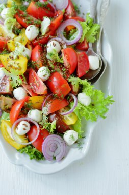 peynir ile İtalyan domates salatası