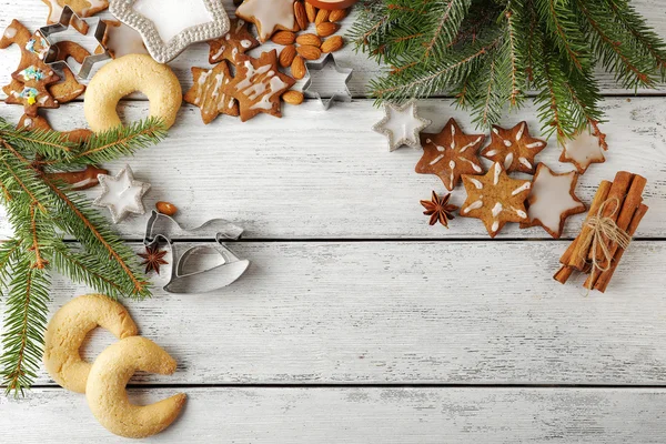 Christmas bachground met cookies — Stockfoto
