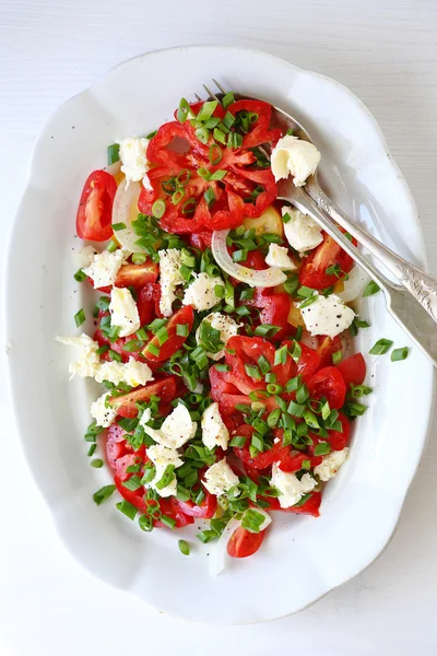 Salade de tomates d'été sur assiette — Photo