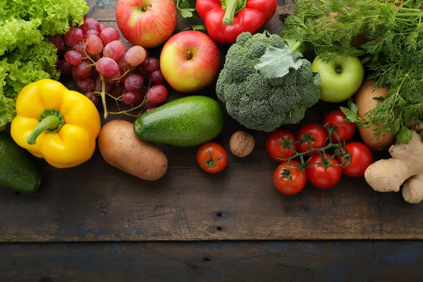 Świeże warzywa i owoce tło — Zdjęcie stockowe