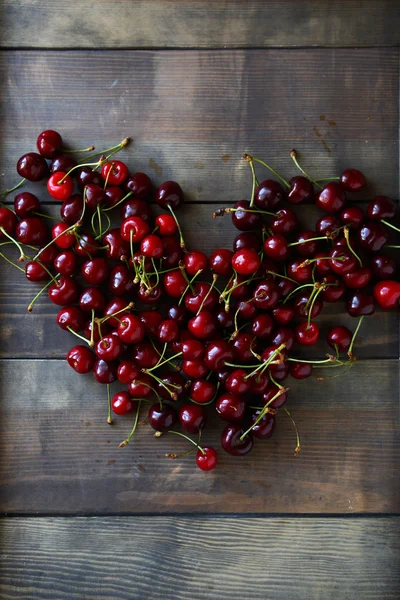 Fresh cherry in heart shape — Stock Photo, Image