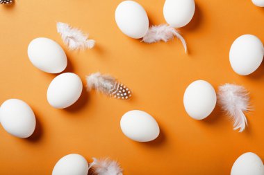 Paskalya yumurta ve tüyler arka plan