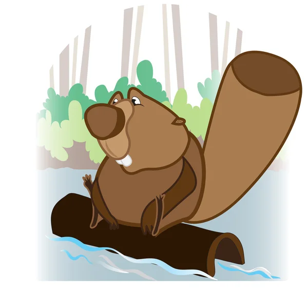 Beaver on a trunk — Stock Vector