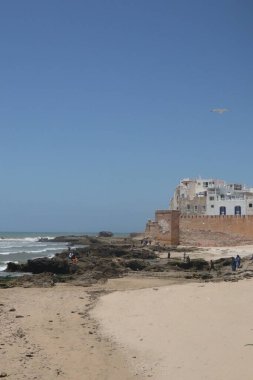 Sahil manzaralı Essaouira, Fas, Sahildeki Tarihi Kale