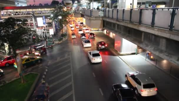 Nigth ruchu w Bangkok, Tajlandia — Wideo stockowe