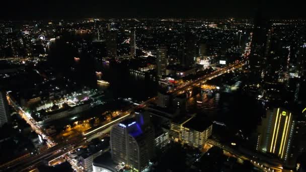 Aerial view of bangkok city and traffic, Thailnad — Stock Video