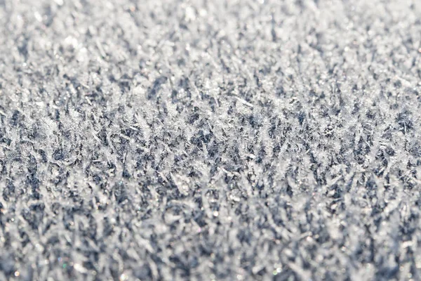 Winter Achtergrond Hoarfrost Vlakke Ondergrond Close Selectieve Focus — Stockfoto