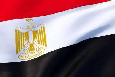 Mısır 'ın bayrağı rüzgarda sallanıyor. Görüntü, 3 boyutlu canlandırma.