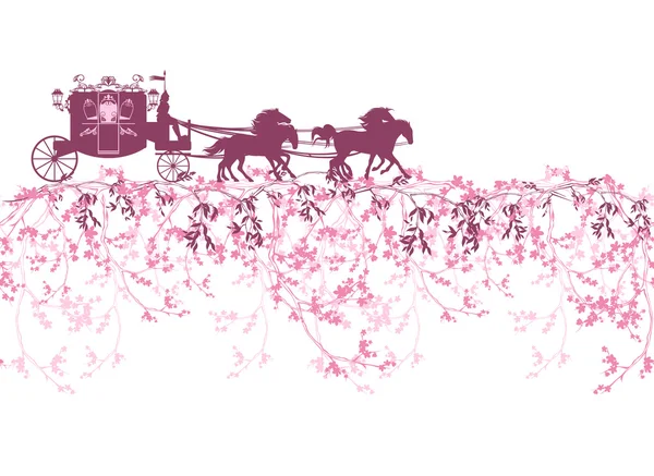 Spring carriage border — Stock Illustration Spring carriage border Stock Illustration
