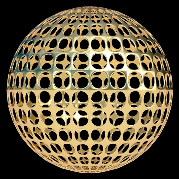 Gold sphere, abstract decoration, modern art, globe, ball. — Stock Photo, Image