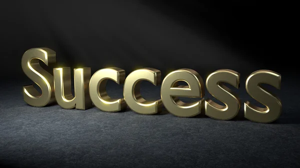 Succes geschreven in goud 3d letters. — Stockfoto