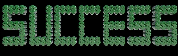 SUCCESSO scritto con 3D Dollar Signs facendo lettere. Rendering 3D. Andiamo avanti, affari, successo finanziario. Rendering 3D . — Foto Stock