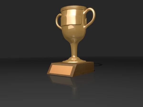 Golden trophy cup 3D — Stock Photo, Image