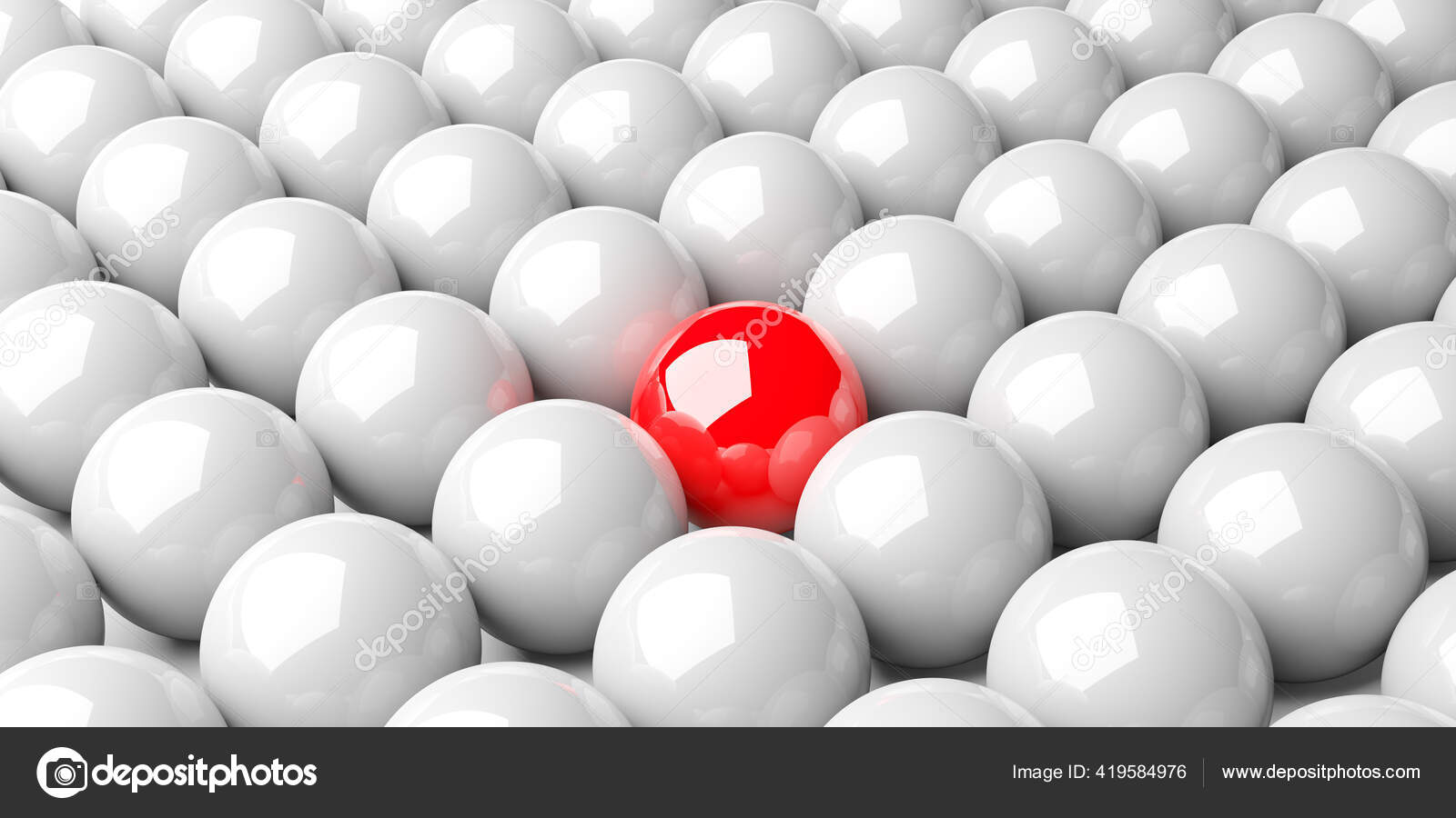 白い背景 チーム リーダーシップまたは個性の概念 3dイラストの上の白い球のグループの真ん中の単一の赤い球 ストック写真 C Shawn Hempel
