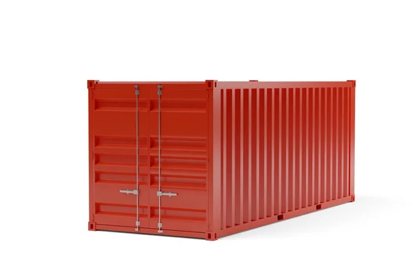 Singel Röd Intermodal Frakt Container Över Vit Bakgrund Illustration — Stockfoto