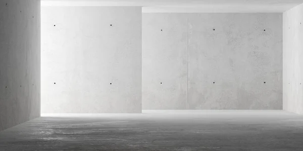 抽象的な空の 左側の壁とラフフロアからの間接照明付きの現代的なコンクリートの部屋 産業インテリア背景テンプレート 3Dイラスト — ストック写真