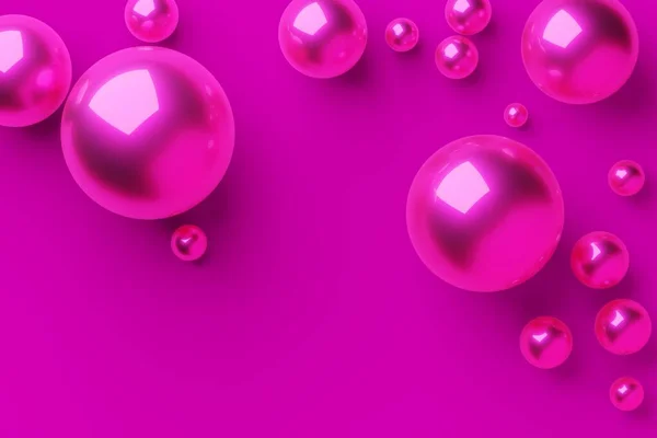 Shiny Pink Metal Spheres Pink Background Minimal Modern Template Beauty — Stock Photo, Image