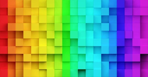 ランダムにシフト虹やスペクトルの色キューブからの背景 創造性やおもちゃの概念 上からフラットレイ上のビュー 3Dイラスト — ストック写真