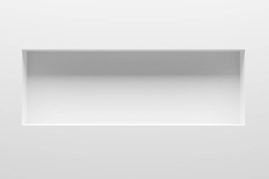 Boş oyuk veya teneffüs ile boş modern soyut beyaz oda duvarı, ürün sunum şablonu arka planı, 3D illüstrasyon