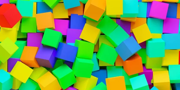 Background Heap Rainbow Spectrum Colored Cubes Creativity Toy Concept Flat — Stock Photo, Image