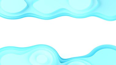 Soyut kağıt arazi kesme veya peyzaj topoğrafya katmanları arka plan mavi-beyaz gradyan, su, okyanus veya kopyalama alanı ile çevre şablonu, 3D illüstrasyon