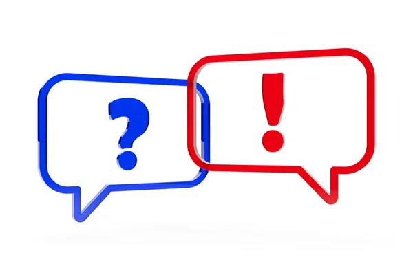 Two Blue Red Speech Bubbles Balloons Question Mark Exclamation Mark — Stock Photo, Image