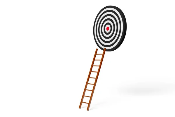 Ladder Leidt Tot Doel Witte Achtergrond Prestatie Carrièredoel Succesconcept Illustratie — Stockfoto