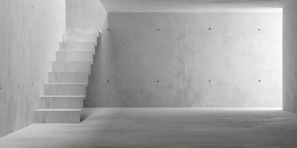抽象的な空の 階段と上部から間接照明の現代的なコンクリートの部屋 産業インテリア背景テンプレート 3Dイラスト — ストック写真